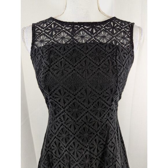 NWOT! MONTEAU LOS ANGELES! RICH BLACK STRETCH LACE OVER BLACK, DRESS! SZ M - Picture 3 of 8